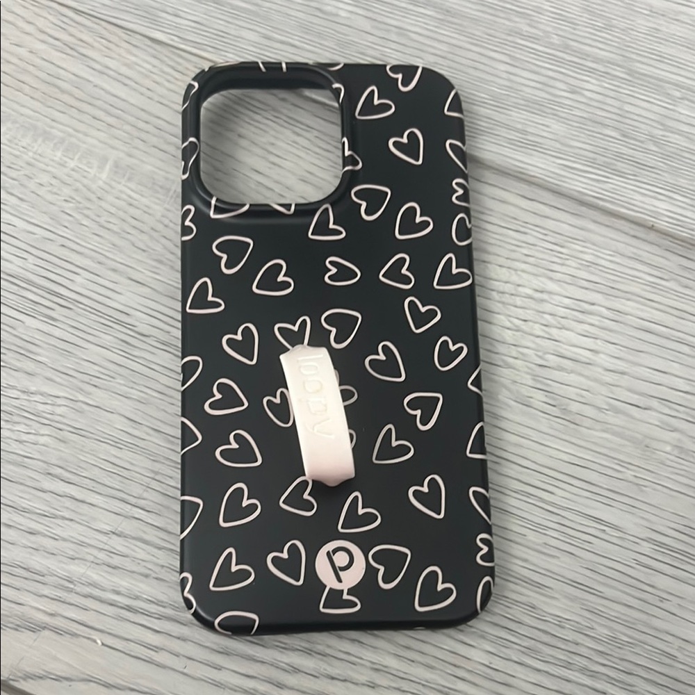 Loopy Case Black with White Hearts Phone Case